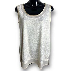 Oasis ASOS Size S Ivory Gold Metallic Leopard Print Sleeveless Linen Blend Top